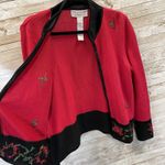 Tiara International Womens M Christmas Sweater Red Zip Christmas Collection Photo 3