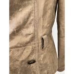 Vintage Beige Leather Distressed Double Breasted Blazer Jacket Missing Belt S Photo 6