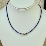 Hand Crafted Pearl Focal Beaded Blue Seed Beads Necklace Purple Photo 1