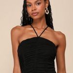 Lulus NWT Coy Favorite Black Mesh Ruched Halter Bodysuit Photo 1