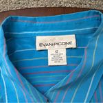Evan Picone 100% Silk Button Down Shirt Blue Striped Women's Size 12 Casual Photo 10