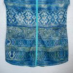 Title Nine Women XS Blue Stripe Print Shirt Cap Sleeve Contrast Trim Athleisure Photo 5