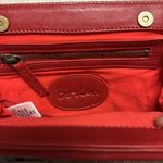 Vintage Boden Floral Clutch.Silk floral print. Red leather trim. Big brown beads Photo 2