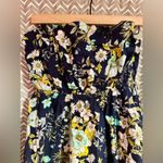 Anthropologie  | Floral Ruffled Strapless Blue A-Line Dress, Size M Photo 4