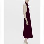ZARA  NWT burgundy mock neck closed halter neck flowy midi dress with open back Photo 3