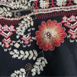 ZARA Women Black Beaded Boho Embroidered Cropped Hooded Sweater S Photo 2