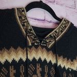 IMPORTED SOUTH AMERICAN MADE IN MEXICO ALPACA KNIT PRINTED PULLOVER HOODIE M Black Size M Photo 2