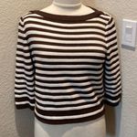 St. John Sport Women’s Brown & White Striped Cropped Knit Sweater Sz Sm Photo 1