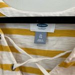 Old Navy Tank Top Mustard Yellow White Stripe Lace Up Front Casual Sleeveless Photo 5