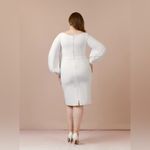 Azazie  Elegant White Long Sleeve Square Neck Wedding Dress with Button Detailing Photo 1