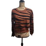 Cloud Ten Sweater Womens Size S Tiger Print Cropped Crewneck Knit Photo 2
