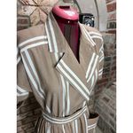 shirt dress 1950s striped pockets tan white patch pockets Size 10 Photo 1