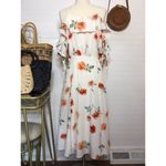First Monday Floral Lace Up Sleeve Midi Dress​ Orange Photo 5