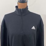 Adidas Essential Women's Fleece Loose Cropped 1/4-Zip Pullover in black size L Photo 5