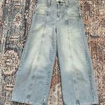 Free People We the Free Let Sunshine In Wide leg Cropped Jeans Sz 26 Light Wash Photo 3
