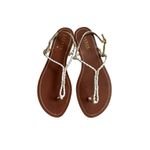 Ralph Lauren LAUREN  White Silver Leather Gladiator Sandals Size 9.5 Photo 3