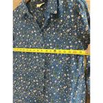 A loves A  Blouse Sz M Blue 100% Silk Floral Button Down Top Collared Preppy Photo 6