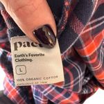 Pact  - Organic Cotton Flannel Button-Up Shirt Red & Navy Plaid Sz L Photo 5