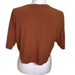 Naadam Ribbed Lightweight Cropped Top Tee Cashmere Blend Short Sleeves Size S Brown Photo 5