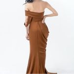 Pantora "Lisa"Draped Strapless Gown Formal Party Dress Tan Size M Photo 2