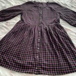 Madewell  plaid flannel pink black raglan button front shirt dress w/pockets 0 Photo 14