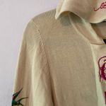 Ed Hardy Cream Zip-Up Sweater Floral Rhinestone Christian Audigier Women's Large Photo 2
