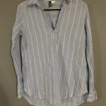 Divided Light Blue And Pink Long Sleeve Deep V Neck Top/Tunic Size 4 Photo 0