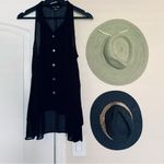 Lulus Forever 21 Black See-Through Button-Up Dressy High Low Tank Top Blouse | Size: M Photo 1