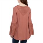 Free People  Parisian Night eyelet accent Vneck bell sleeve Top Color Sayluita 🆕 Photo 2