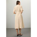 ROSETTA GETTY x RTR Beige Twill Collared Short Sleeve Bone Stitching Dress 0 Photo 1