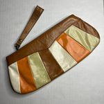 Hobo International Wallet Striped Zip Card Holder Clutch Tan Orange White Brown Photo 1