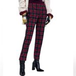 ZARA  Plaid Straight Leg Slim Pant Black and Red Size 4 Photo 3