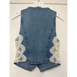 Ramy Brook  Ellis Lace Panel Denim Vest Blue Cotton Size 4 NWT Boho Waistcoat Photo 9