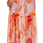 CIN CIN Vagabond Maxi Skirt in Bloom Sheer Colorful Size Medium‎ Orange Photo 0