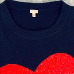 J.Crew  Red Sequin Heart Navy Charley Sweater. Photo 10