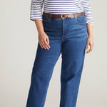 Universal Standard  Etta High Rise Straight Leg Jeans in Aged Indigo Wash Size 10 Photo 0