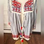 Velzera  Boho Jacket with Red and Blue Patterns Photo 0