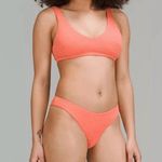 Lululemon Smocked Skimpy Fit Swim Suit Bikini Top Bottom Size 8 A/B Cup Apricot Photo 0