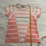 Vintage pink white uneven striped polo shirt Made in Japan Size small Photo 0