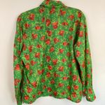 Vintage SKYR Womens L FLAW Green Orange Floral Disco Button Down Shirt Retro Size L Photo 2