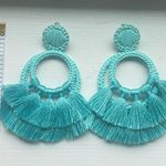 Handmade NWOT {Never Worn} Turquoise Woven Tassel Earrings Super Cute Photo 2
