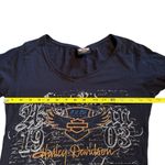 Harley Davidson Size S Live To Ride Rhinestone Bedazzled Tee Black AOP Bling Photo 5