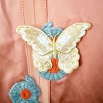 Joseph  | Luxury Satin Bomber Jacket Coral Peach Butterfly Appliqué | 38, Medium Photo 7
