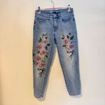 DG2 Diane Gilman Painted Floral Rose Ankle Skinny Jeans Light Wash Womens 4 P Blue Size 4P Photo 1