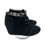 Toms Black Ankle Bootie Wedge Lace Up Suede Chic Comfy Casual Women Size 9.5 Photo 0