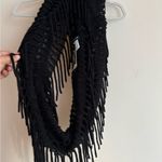 Rampage  Black Fringe Crochet Scarf One Size Photo 3