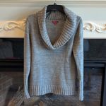 Merona Comfy Sweater Gray Sequin Collar Plunge Neck Roomy Womens Medium Photo 2