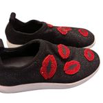 Giuseppe Zanotti Natalie Red Lip Crystal Sneakers Black Glitter Slip-On 36.5 GUC Photo 5