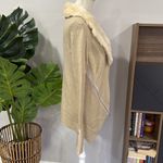 Venus wool blend fur lined collar open knit cardigan sweater Photo 2