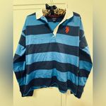 U.S. Polo Assn. NWT Women's Long Sleeve V Neck striped rugby T-Shirt medium Photo 2